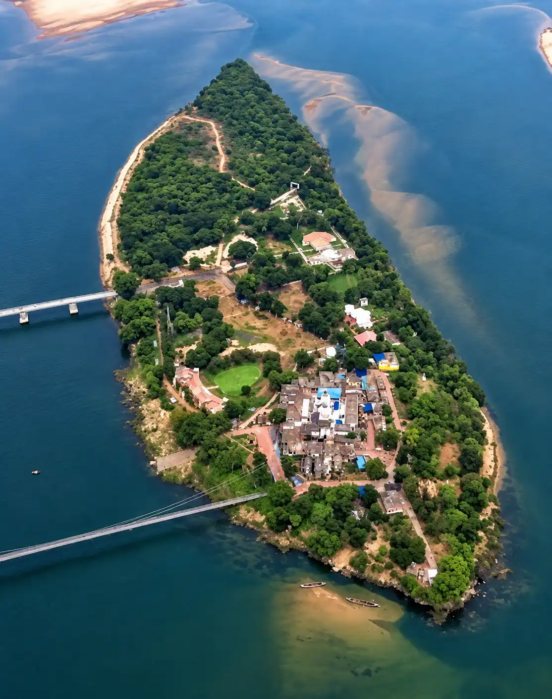 Naraj Barrage and its connection with the wider river system towards Chilika