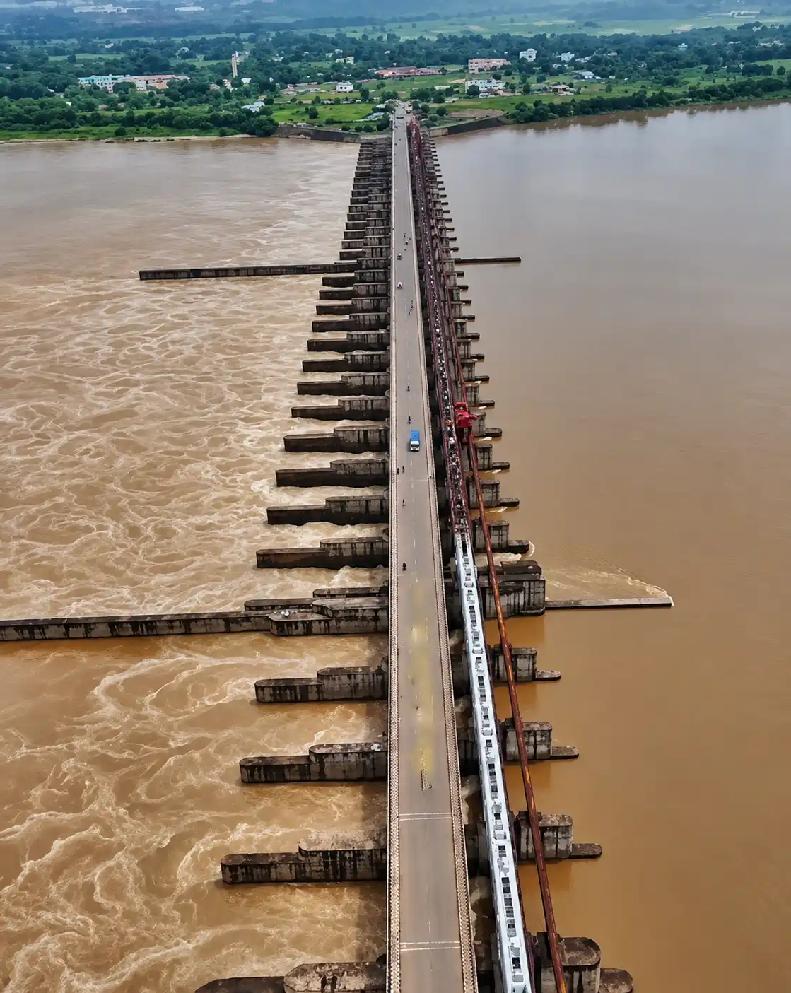 Mahanadi river landscape at Naraj during changing seasons