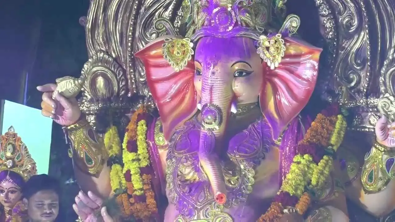 Decorated Ganesh Puja pandal in Jatni Odisha