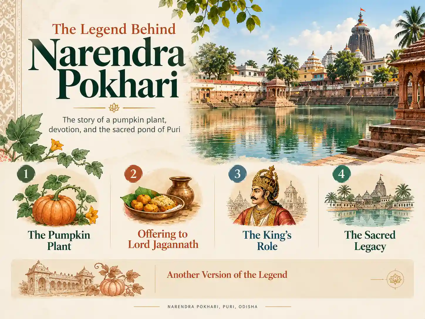 The traditional legend of the pumpkin plant associated with Narendra Pokhari