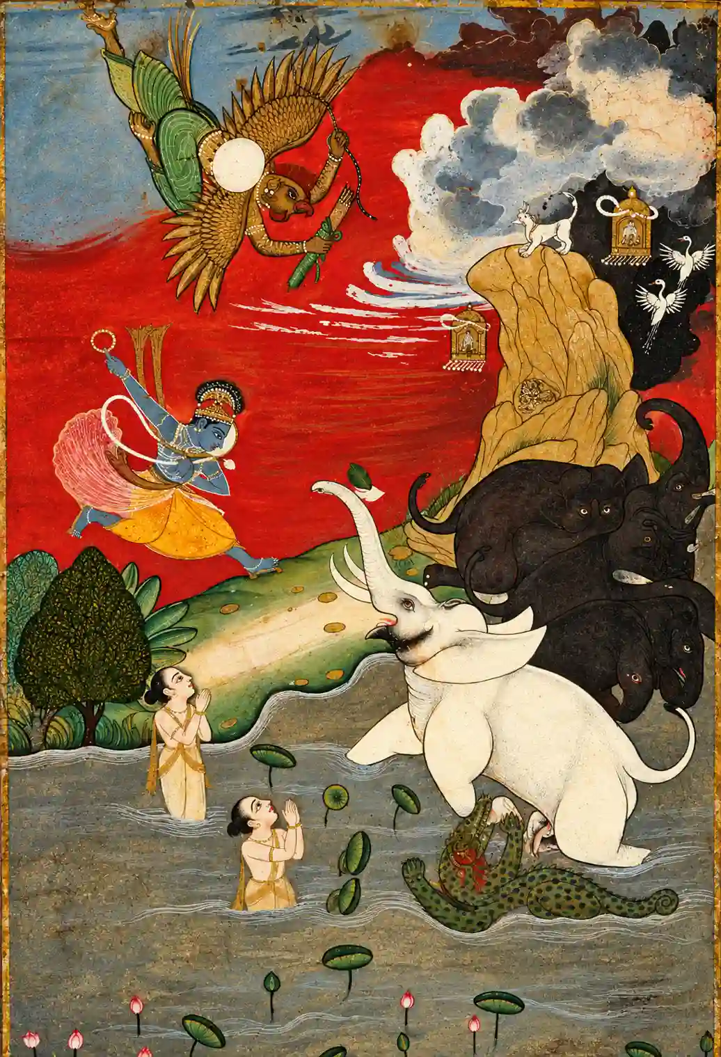 The Hindu legend of Gajendra and Lord Vishnu associated with Indradyumna Sarovar