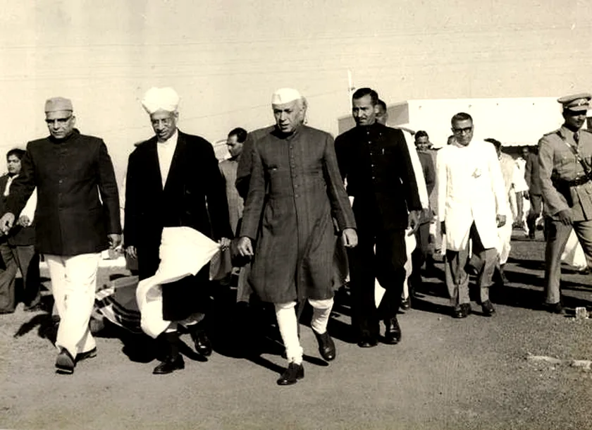 Harekrushna Mahtab accompanying national leaders on an official visit to Odisha and new capital Bhubaneswar