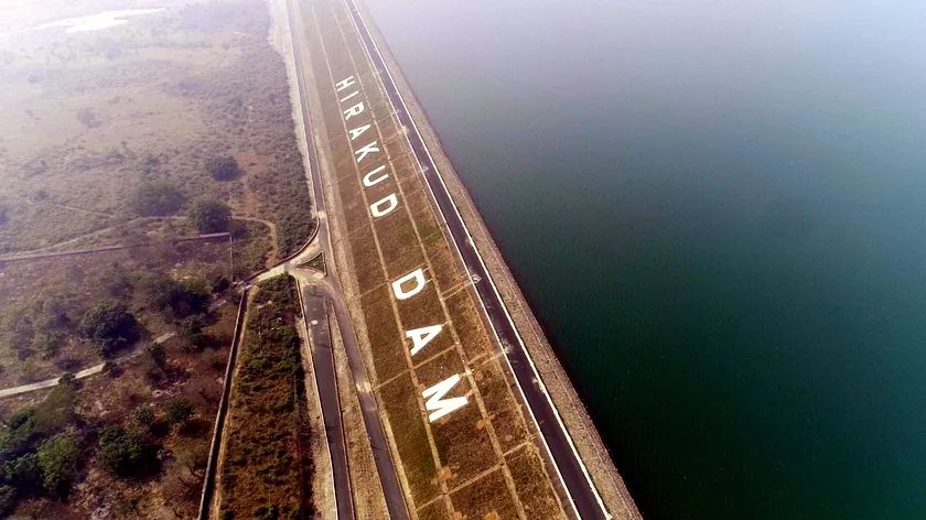 Hirakud Dam on the Mahanadi River, spearheaded during the premiership of Harekrushna Mahtab
