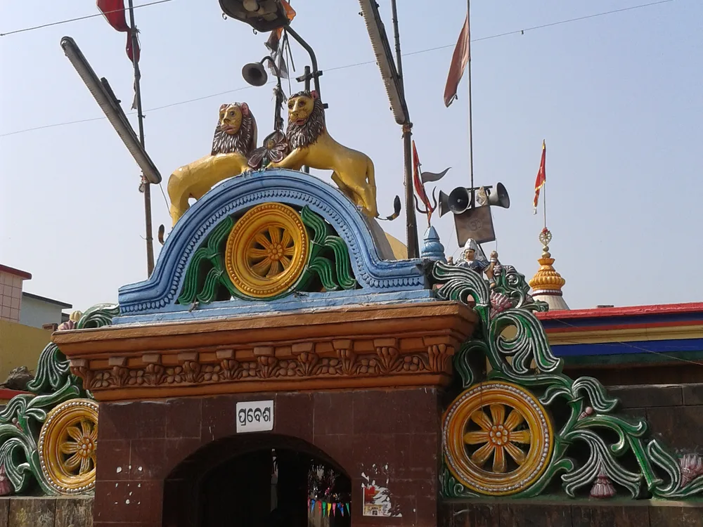 Temple gateway and covered darshan passage at Kataka Chandi Mandir Kataka